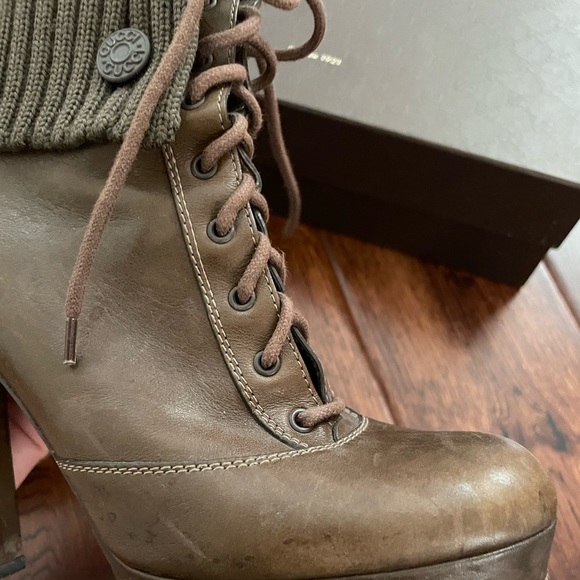 Gucci 2012 Brown Angeo Lace Up Heeled Bootie - Size 38 - Picture 7 of 16